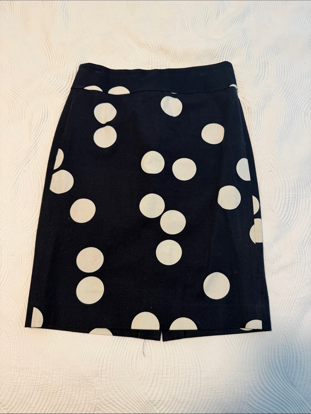 J. Crew Black Pencil Skirt with Cream Polka Dots